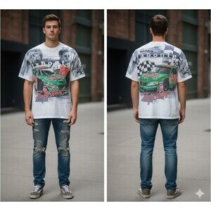 Vintage 2003 Bobby Labonte NASCAR T-Shirt AOP All Over Print #18 Chase Y2K Large